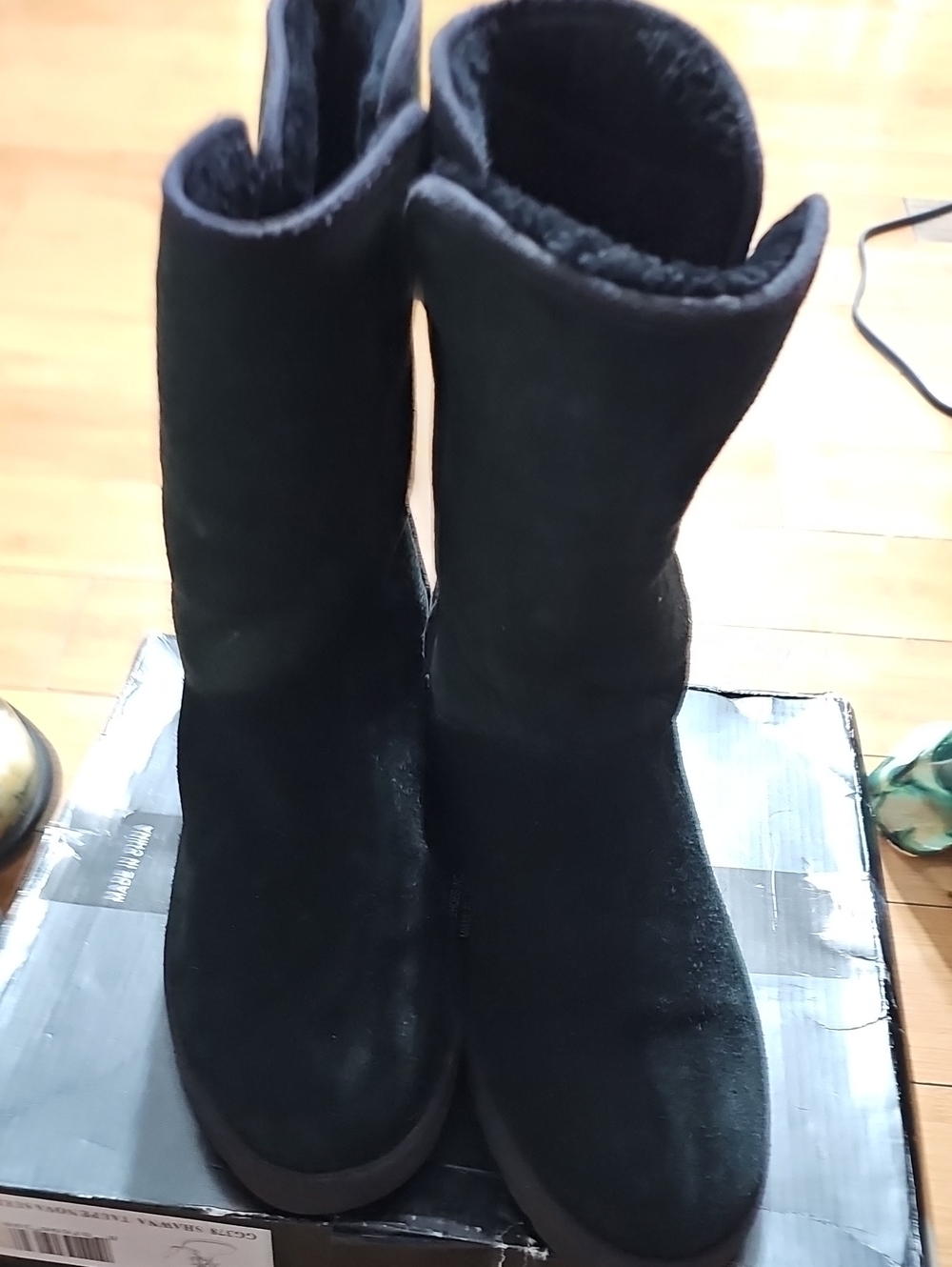 UGG Black Suede Mid-Calf Winter Boots